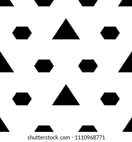 Mosaic. Triangles, hexagons ornament. Grid background. Ethnic tiles motif. Geometric grate wallpaper. Geometry backdrop. Digital paper, page fills, web design, textile print. Seamless abstract pattern