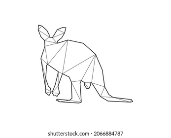 Mosaic triangles of kangaroo standing isolated on a white background. Abstract design for vector.