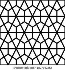 Mosaic. Triangles, kites, hexagons, rhombuses ornament. Grid background. Ethnic motif. Geometric grate wallpaper. Parquet backdrop. Digital paper, web design, textile print. Seamless abstract pattern.