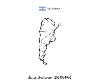 Mosaik Dreieckskarten-Stil von Argentinien einzeln auf weißem Hintergrund. Abstraktes Design für Vektorgrafiken.