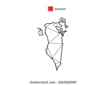 Mosaic triangles map style of Bahrain isolated on a white background. Abstract design for vector.