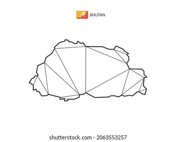 Mosaic triangles map style of Bhutan isolated on a white background. Abstract design for vector.
