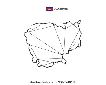 Mosaic triangles map style of Cambodia isolated on a white background. Abstract design for vector.