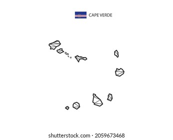 Mosaic triangles map style of Cape Verde isolated on a white background. Abstract design for vector.