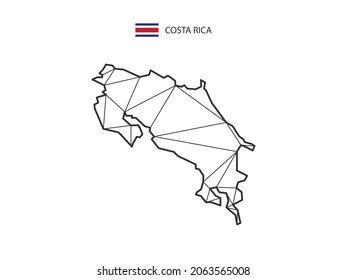 Mosaic triangles map style of Costa Rica isolated on a white background. Abstract design for vector.