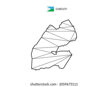 Mosaic triangles map style of Djibouti isolated on a white background. Abstract design for vector.