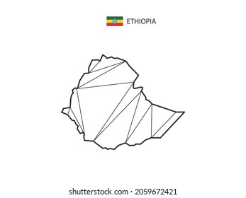 Mosaic triangles map style of Ethiopia isolated on a white background. Abstract design for vector.