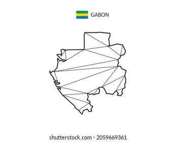 Mosaic triangles map style of Gabon isolated on a white background. Abstract design for vector.