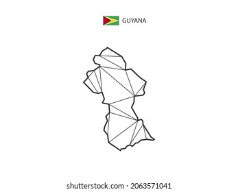 Mosaic triangles map style of Guyana isolated on a white background. Abstract design for vector.