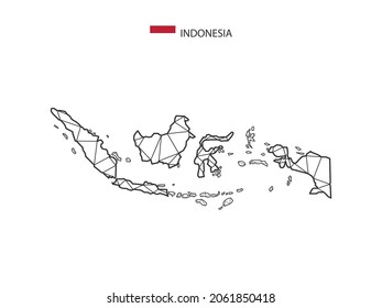 Mapa de triángulos mosaicos al estilo de Indonesia aislado en un fondo blanco. Diseño abstracto para vector.