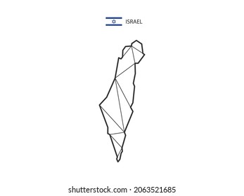 Mosaic triangles map style of Israel isolated on a white background. Abstract design for vector.