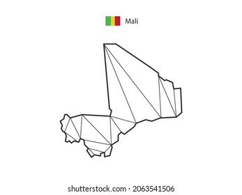 Mosaic triangles map style of Mali isolated on a white background. Abstract design for vector.