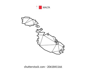 Mosaic triangles map style of Malta isolated on a white background. Abstract design for vector.