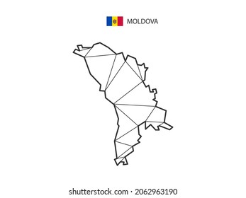 Mosaic triangles map style of Moldova isolated on a white background. Abstract design for vector.
