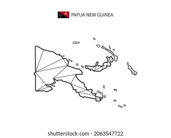 Mosaic triangles map style of Papua New Guinea isolated on a white background. Abstract design for vector.