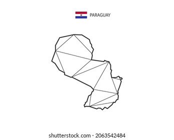 Mosaic triangles map style of Paraguay isolated on a white background. Abstract design for vector.