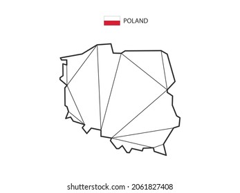 Mosaic triangles map style of Poland isolated on a white background. Abstract design for vector.
