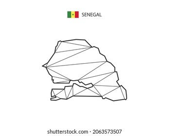 El estilo del mapa de los triángulos mosaicos de Senegal aislado en un fondo blanco. Diseño abstracto para vector.