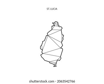 Mosaic triangles map style of St. Lucia isolated on a white background. Abstract design for vector.