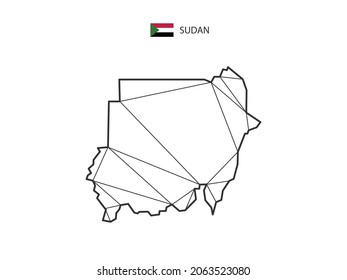 Mosaic triangles map style of Sudan isolated on a white background. Abstract design for vector.