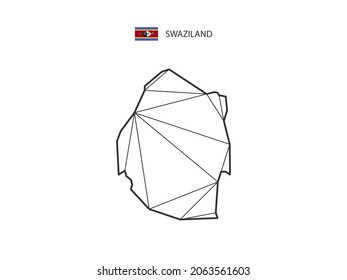 Mosaic triangles map style of Swaziland isolated on a white background. Abstract design for vector.