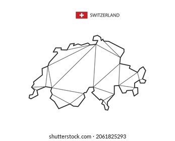 Mosaik-Dreieckskarten-Stil der Schweiz einzeln auf weißem Hintergrund. Abstraktes Design für Vektorgrafiken.