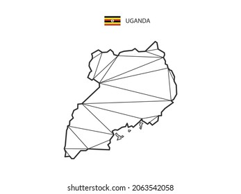 Mosaic triangles map style of Uganda isolated on a white background. Abstract design for vector.