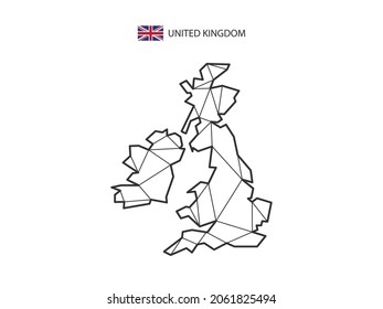 Mosaic triangles map style of United Kingdom isolated on a white background. Abstract design for vector.