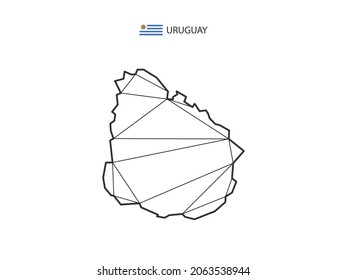 Mosaic triangles map style of Uruguay isolated on a white background. Abstract design for vector.
