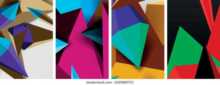 Conjunto de fondo abstracto geométrico de triángulos de mosaico