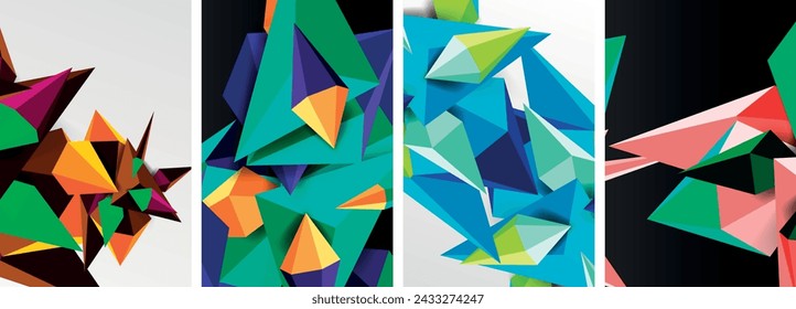 Conjunto de fondo abstracto geométrico de triángulos de mosaico