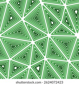 Mosaic triangles shapes background. Multiple repeated inner triangles. Big shape size. Single color tone style. Seamless pattern. Creative vector tiles. Vibrant vector illustration.