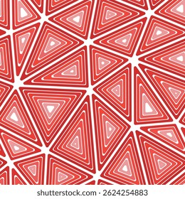 Mosaic triangles shapes background. Multiple repeated inner triangles. Big shape size. One tone colored style. Seamless pattern. Elegant vector tiles. Classy vector illustration.