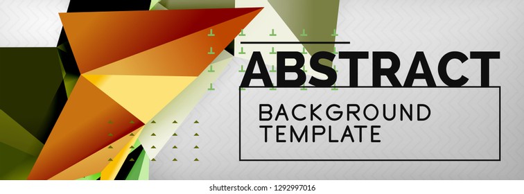 Mosaic triangular 3d shapes composition, geometric modern background. Triangles and polygons design. Vector bright poster