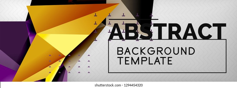 Mosaic triangular 3d shapes composition, geometric modern background. Triangles and polygons design. Vector bright poster