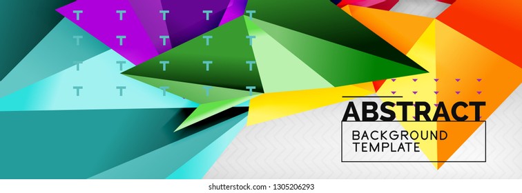 Mosaic triangular 3d shapes composition, geometric modern background. Triangles and polygons design. Vector bright poster