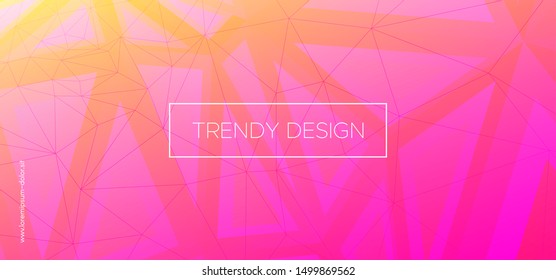 Mosaic Triangular Background. Digital Polygon Poster. Futuristic Vector Illustration. Pink Graphic Geometry. Triangles Wallpaper. Yellow Polygon Pattern. Geometric Texture. Creative Polygon Layout.