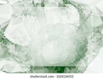 Mosaic triangular horizontal  background with blurred white blank space for text. Vector clip art.