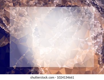 Mosaic triangular horizontal  background with blurred white blank space for text. Vector clip art.