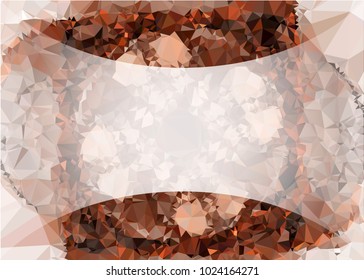 Mosaic triangular horizontal  background with blurred white blank space for text. Vector clip art.