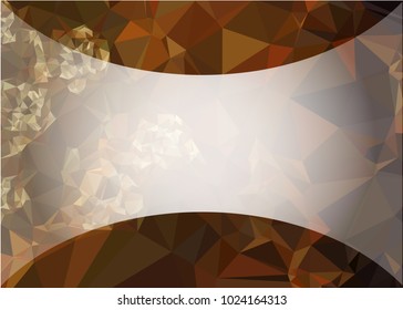 Mosaic triangular horizontal  background with blurred white blank space for text. Vector clip art.