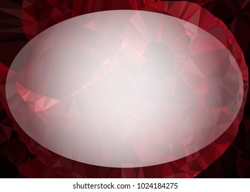 Mosaic triangular horizontal  background with blurred white blank space for text. Vector clip art.