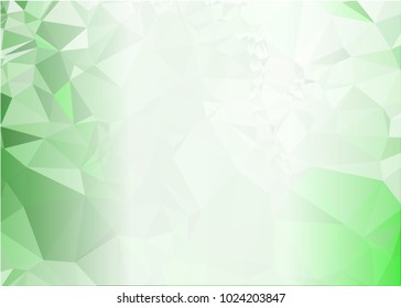 Mosaic triangular horizontal  background with blurred white blank space for text. Vector clip art.