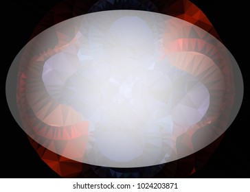 Mosaic triangular horizontal  background with blurred white blank space for text. Vector clip art.