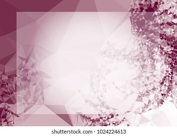 Mosaic triangular horizontal  background with blurred white blank space for text. Vector clip art.