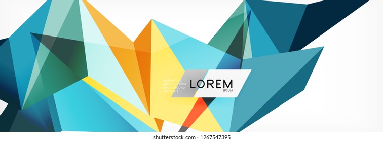 Mosaic triangular low poly style abstract geometric background. Polygonal vector. Abstract white bright technology vector design.