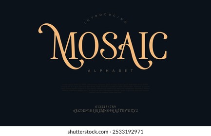 Tipografía de mosaico beauty fashion elegante minimalista serif italic Fuentes decorativas boda vintage retro logos. Logotipo de alfabeto de fuente de lujo mínimo. Ilustración vectorial