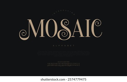 Mosaic typography beauty fashion elegant minimalist serif italic fonts decorative wedding vintage retro logos. Minimal luxury font alphabet logo. Vector illustration