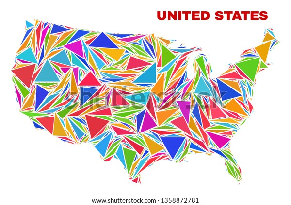 Mosaic United States Map Triangles Bright Stock Vector (Royalty Free ...