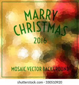 Mosaic vector background. Marry christmas. Happy new year